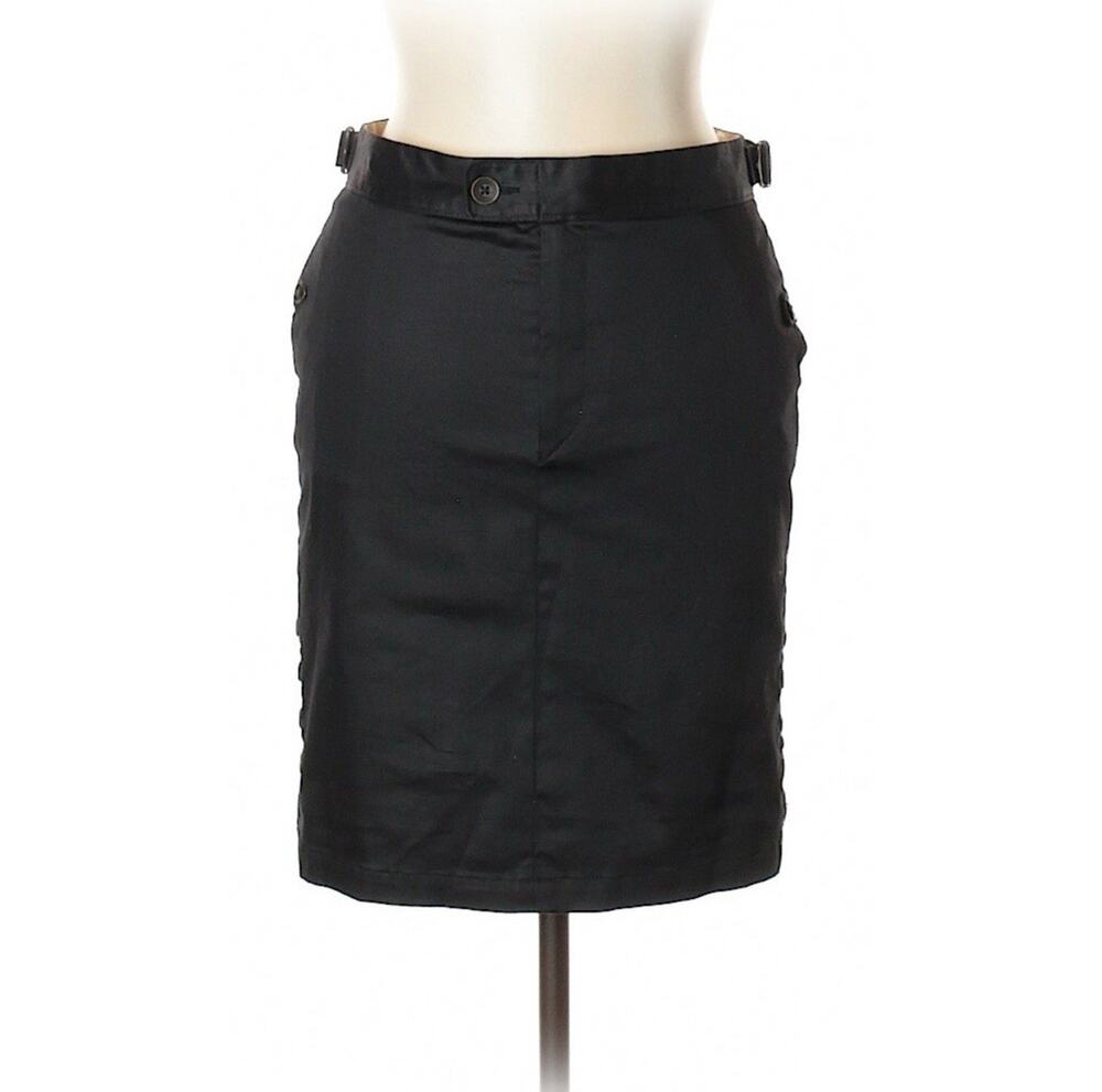 Rag and Bone Casual Skirt 8 M Black Pencil Buttons Knee Length